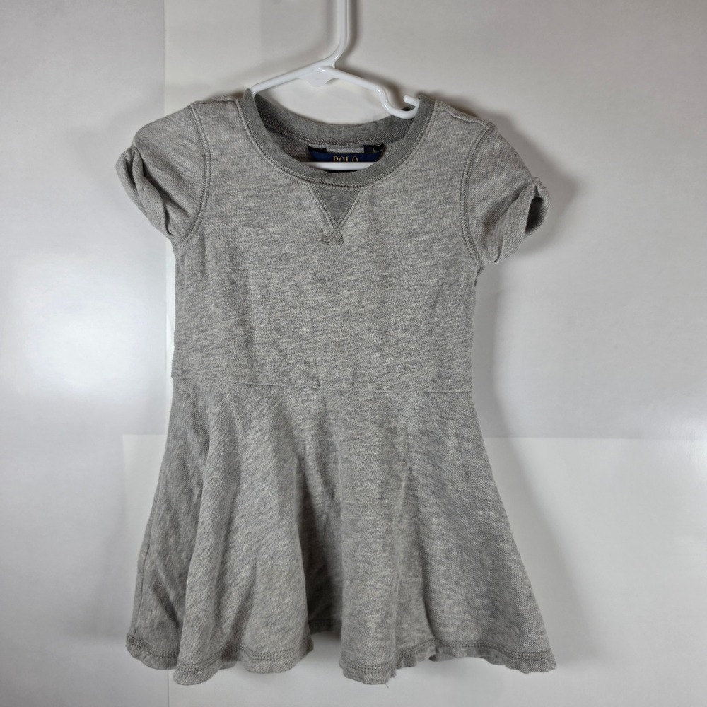 Polo Ralph Lauren‎ Girls Heather Gray French Terry Sweatshirt Dress 2T Wildcats